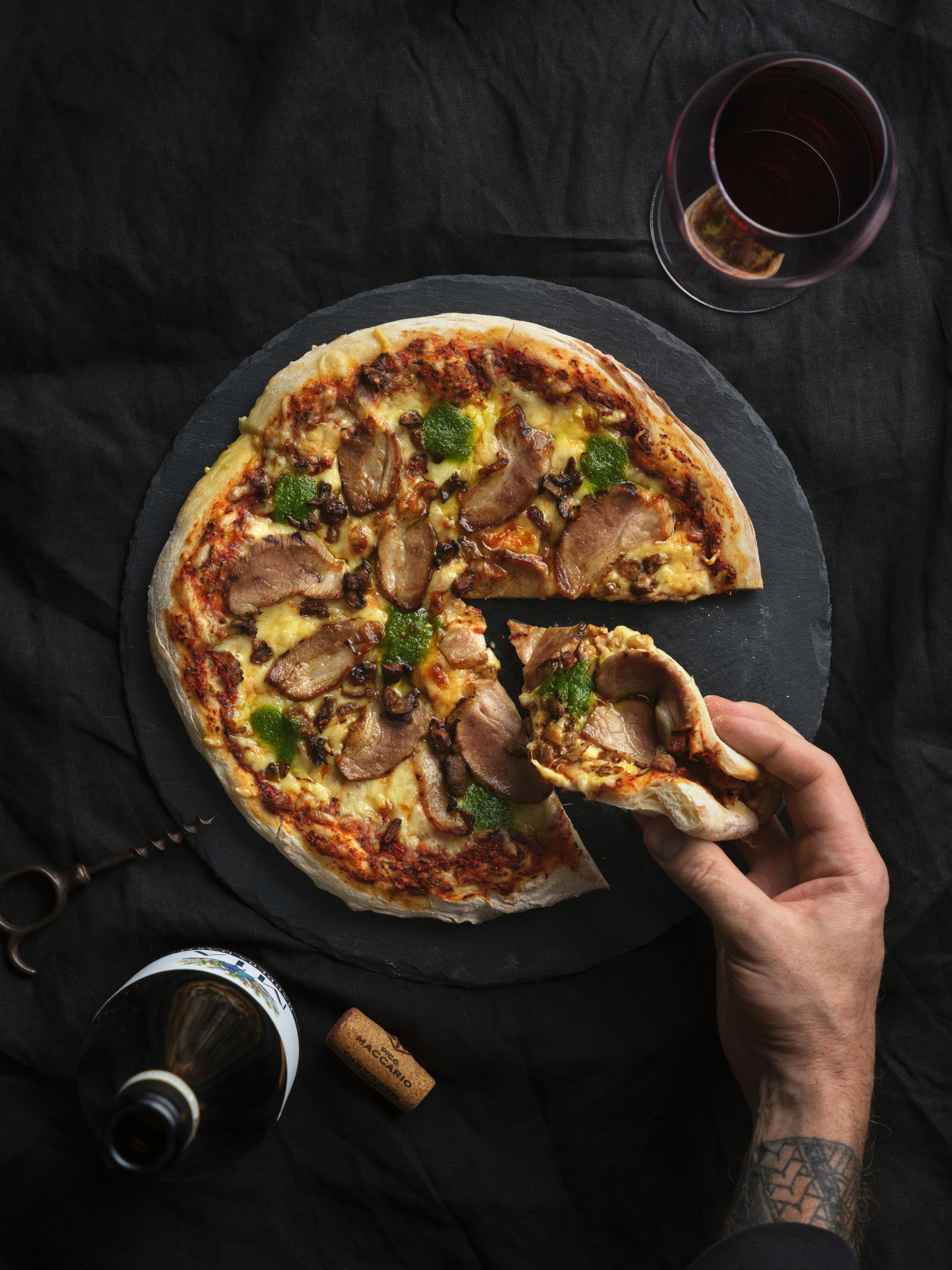 Pizza porcini possun plumasta